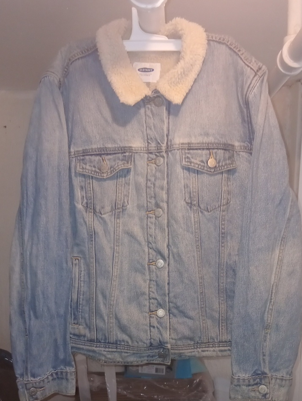 Old Navy Light Blue Denim Sherpa Collar Jacket - Women 2xl